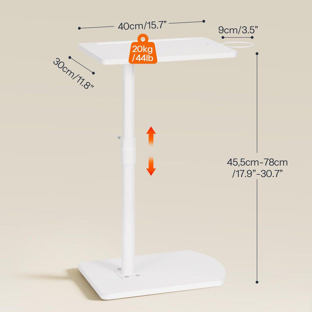 HOOBRO C Shaped Side Table, Height Adjustable Bedside Table, 360° Rotating Sofa Table Laptop Tables with Detachable Cup Holder and Tablet Slot - image 3