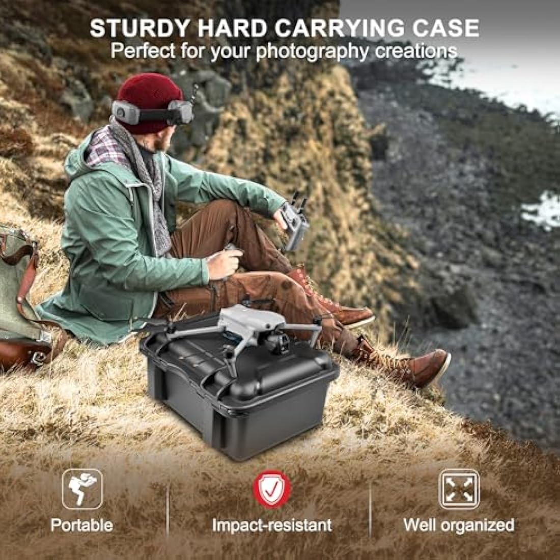 Lekufee Waterproof Hard Case for DJI Air 3S and Goggles 3 Accessories