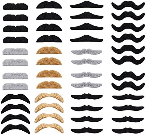48 Pack Self Adhesive Fake Moustache Set for Costumes