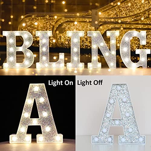 Jolof Store LED Marquee Letter O – Silver Glitter Light Up Sign