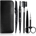 Gibot 5-Piece Stainless Steel Eyebrow Grooming Kit with Travel Case