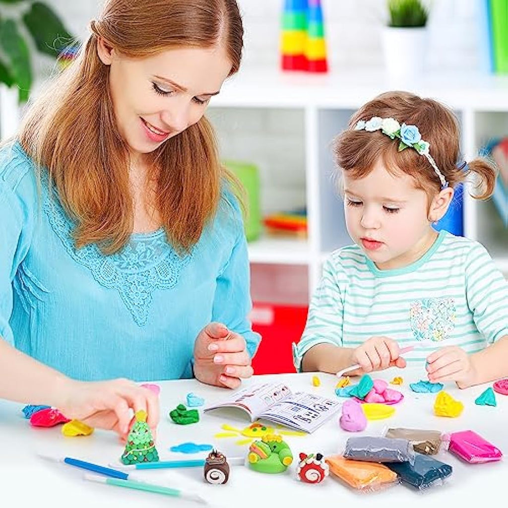 SUNCLAY Air Dry Clay Kit - 45 Colors with 80-Page Project Book & Tools