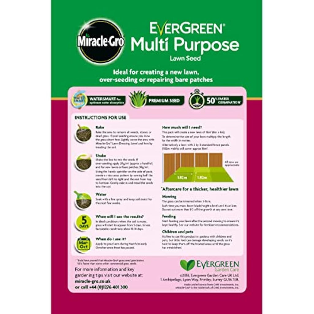 Miracle-Gro Multi-Purpose Grass Seed - 480g Lawn Repair & Growth