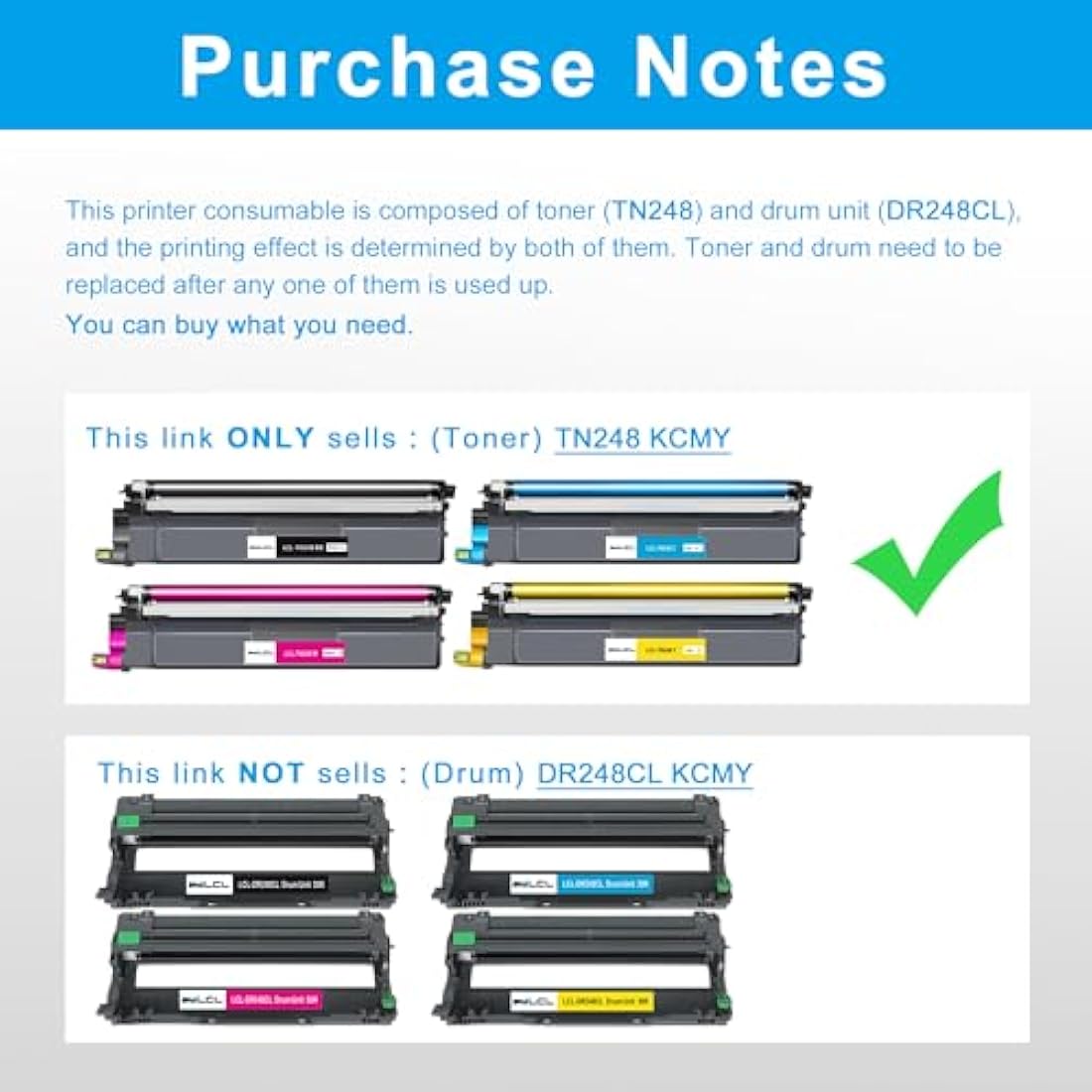 LCL Compatible TN248 Toner Cartridge 4-Pack for Brother DCP-L3520CDW