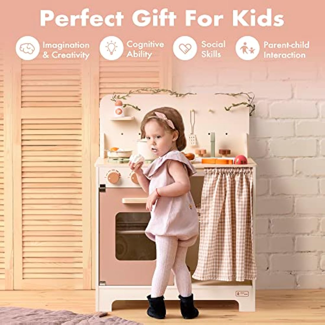 ROBUD Wooden Play Kitchen Toy Set with Accessories for Kids |