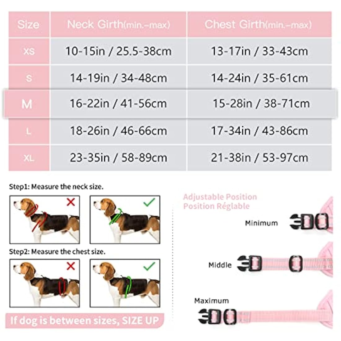 HEELE No-Pull Reflective Dog Harness | Padded Nylon with Handle - Pink