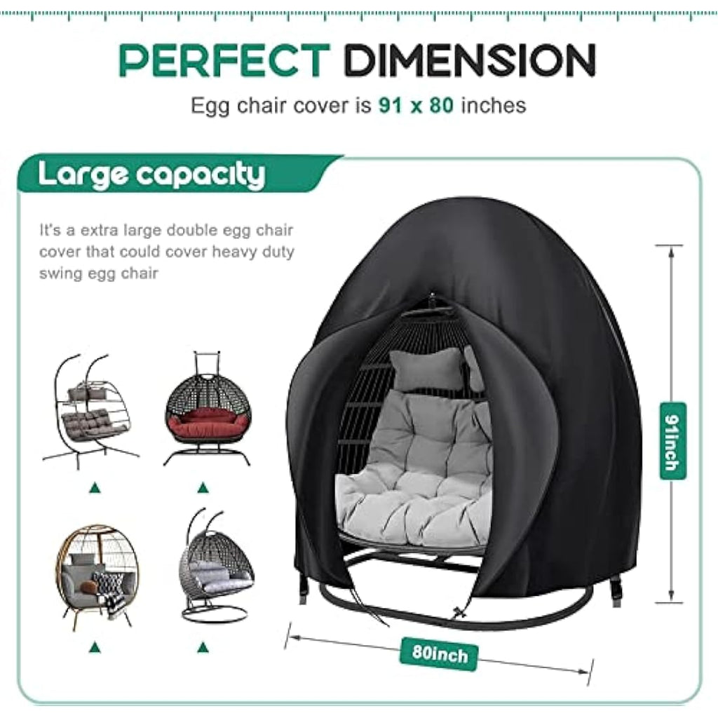 Double Egg Chair Cover | 420D Waterproof Oxford Fabric – 91x79"