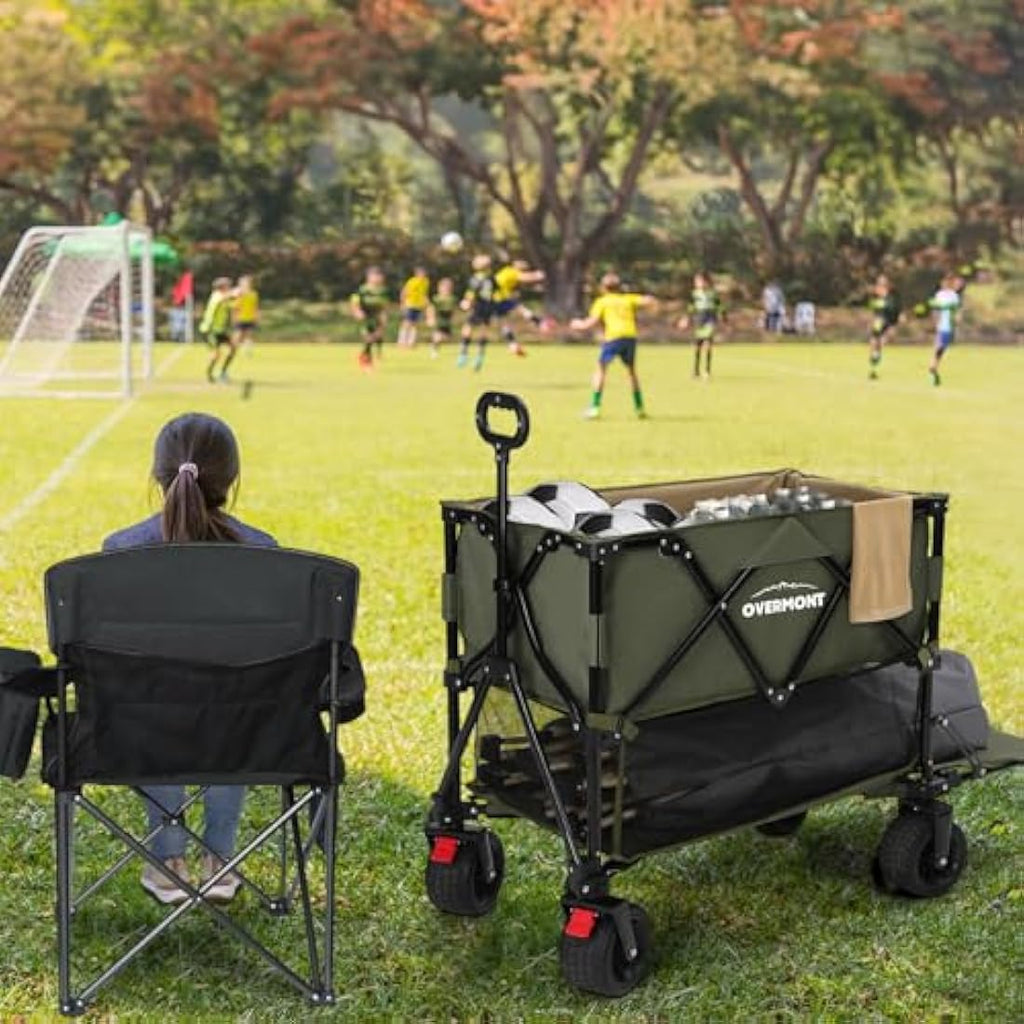 Overmont 400L Double Decker Folding Wagon – All-Terrain 200kg Cart