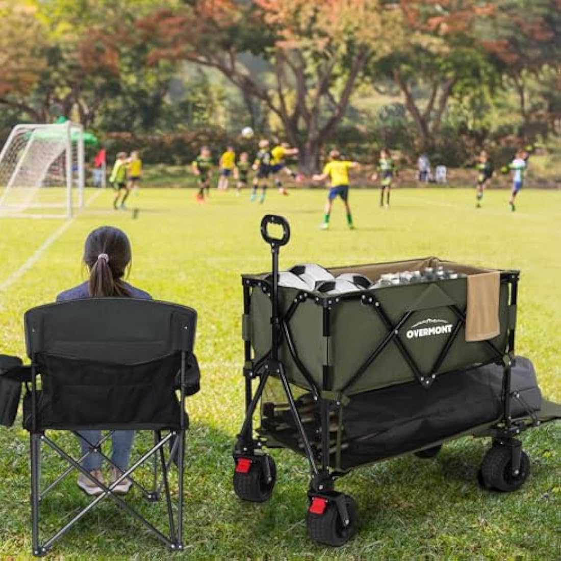 Overmont 400L Double Decker Folding Wagon – All-Terrain 200kg Cart