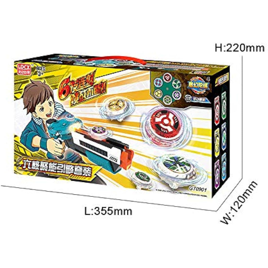 Gyro Burst Battling Tops Set with Engine Launcher - 6 Pcs