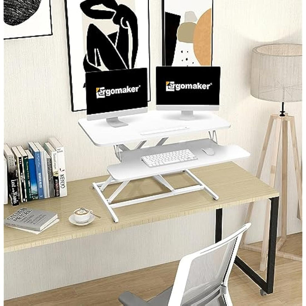 ERGOMAKER Standing Desk Converter | 36" Height Adjustable Dual Monitor Riser