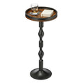 ZEXVIDA Industrial Round Side Table,Black Metal & Dark Wood Drinks Table with Tray Top, Rustic Martini End Table for Living Room - image 1