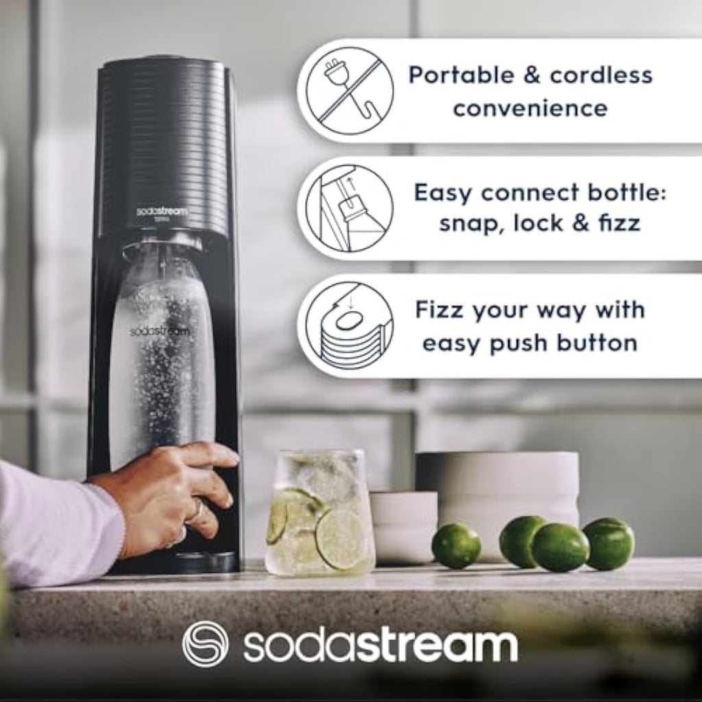 SodaStream Terra Sparkling Water Maker – Quick Connect CO2 System, Black