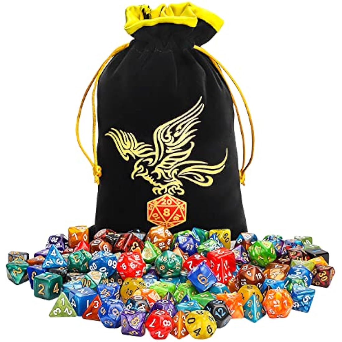 Polyhedral DND Dice Set - 20 Sets of 7 for RPG and MTG