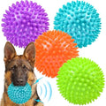 Jolof Store Squeaky Dog Toy Balls – 4 Pack Spikey Durable Dog Toys