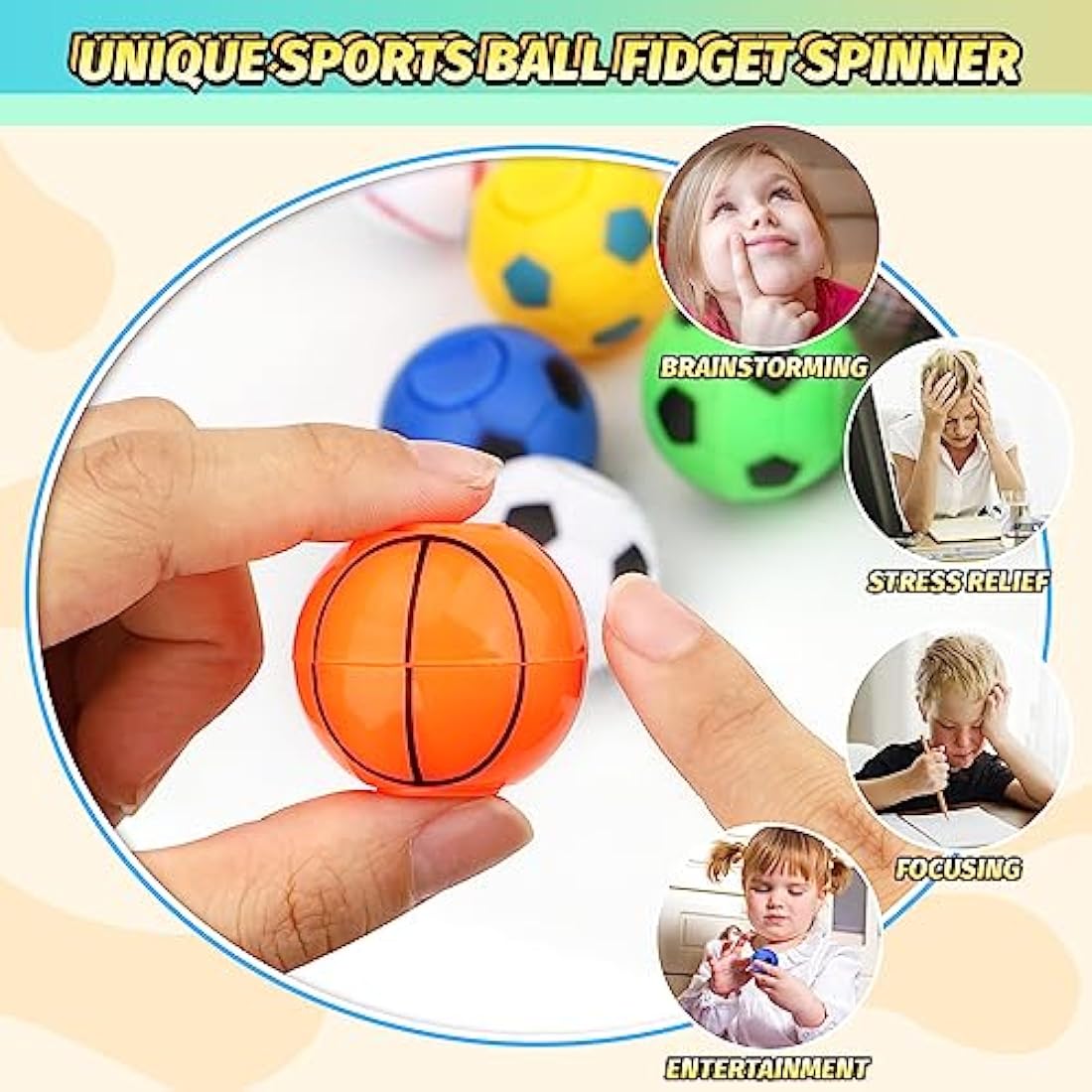Sports Ball Fidget Spinner Set - 36PCS Stress Relief Toys