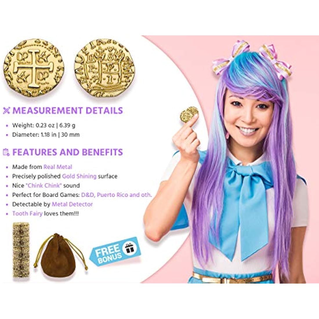 Metal Pirate Coins – 100 Gold Doubloons for Board Games