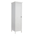 1 Door Slim Wardrobe – White MDF Wood Closet with Rail