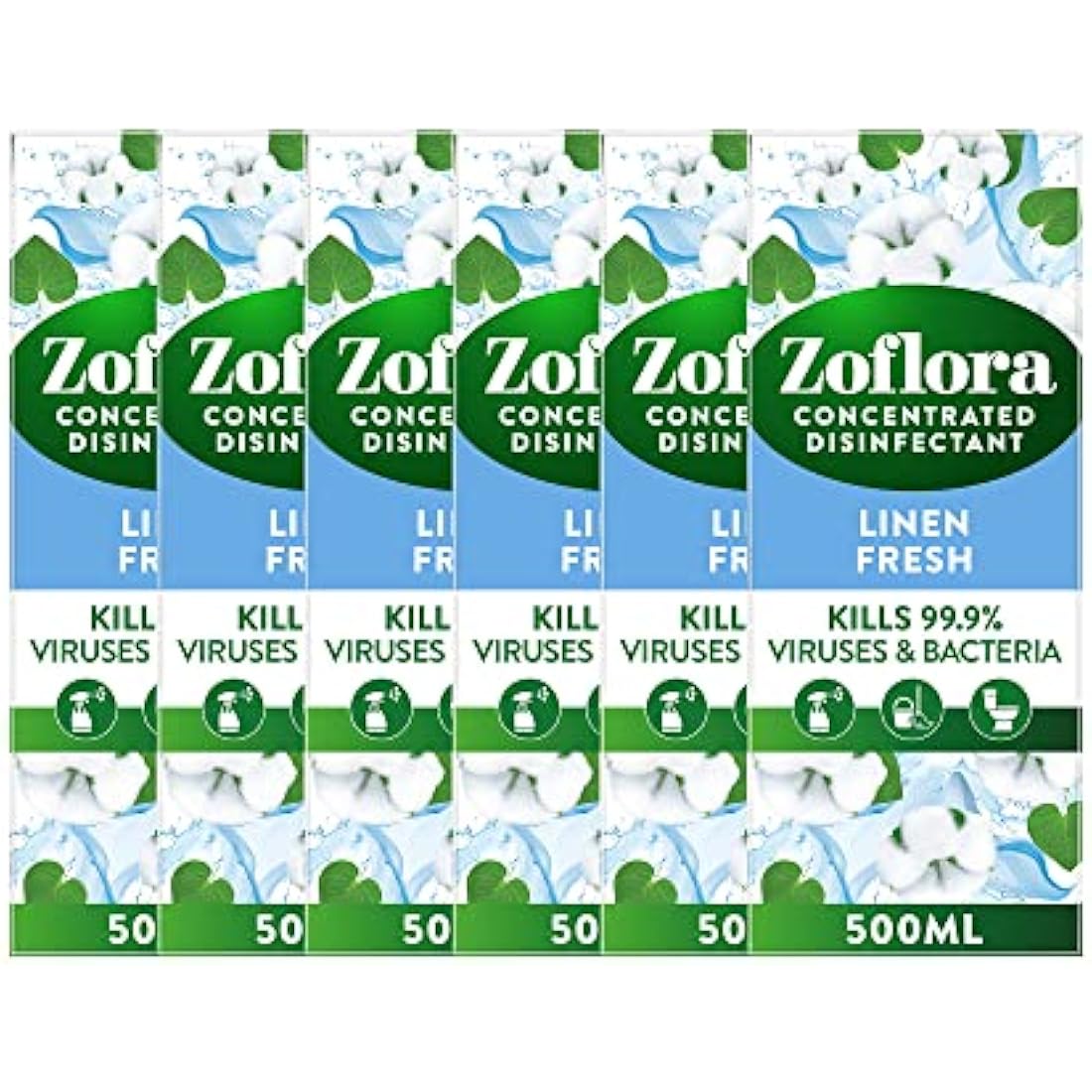Zoflora Concentrated Disinfectant - Linen Fresh - 6 x 500ml Bulk Pack