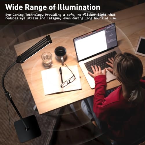 Mojimdo LED Floor Lamp – Dimmable Gooseneck Reading Light with Remote