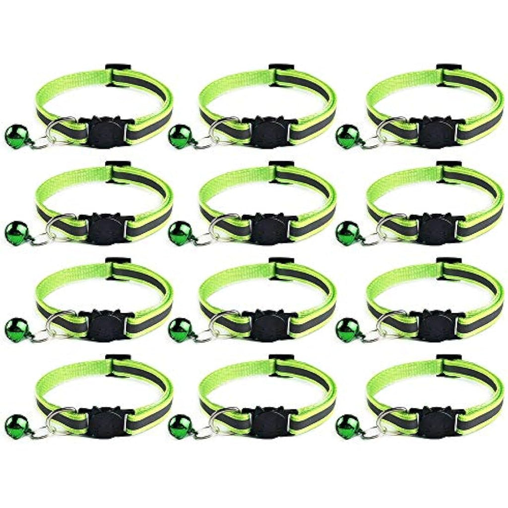 Tafeiya Reflective Cat Collars with Safety Buckle and Bell, 12-Pack