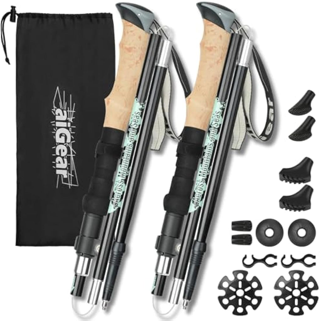 aiGear Aluminum Trekking Poles | Collapsible Ultralight Hiking Poles