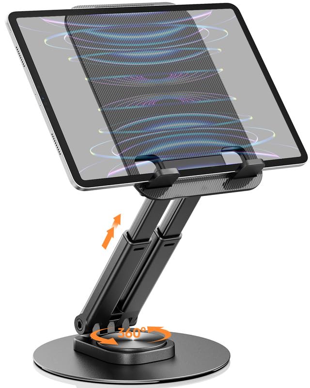 Klearlook Aluminum Tablet Stand – Foldable & Rotating iPad Holder