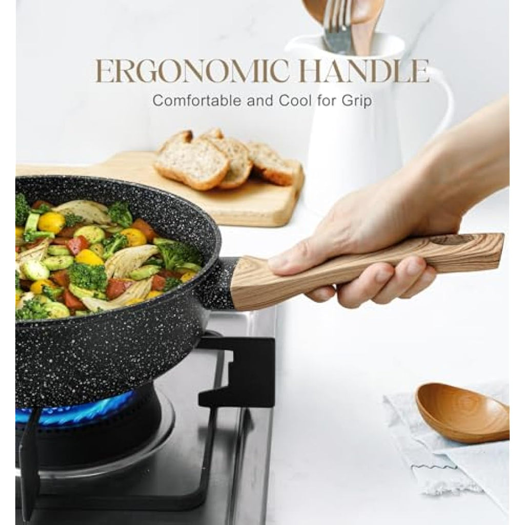 Michelangelo 28cm Non-Stick Deep Frying Pan with Lid | Induction Saute Pan