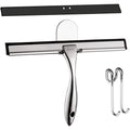 Ibergrif Silicone Shower Squeegee | Stainless Steel Window Cleaner with Hooks