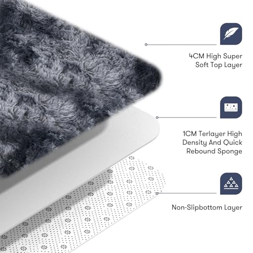 JOJOSEE Grey Shaggy Area Rug – 200x300cm Soft Fluffy Anti-Slip Carpet