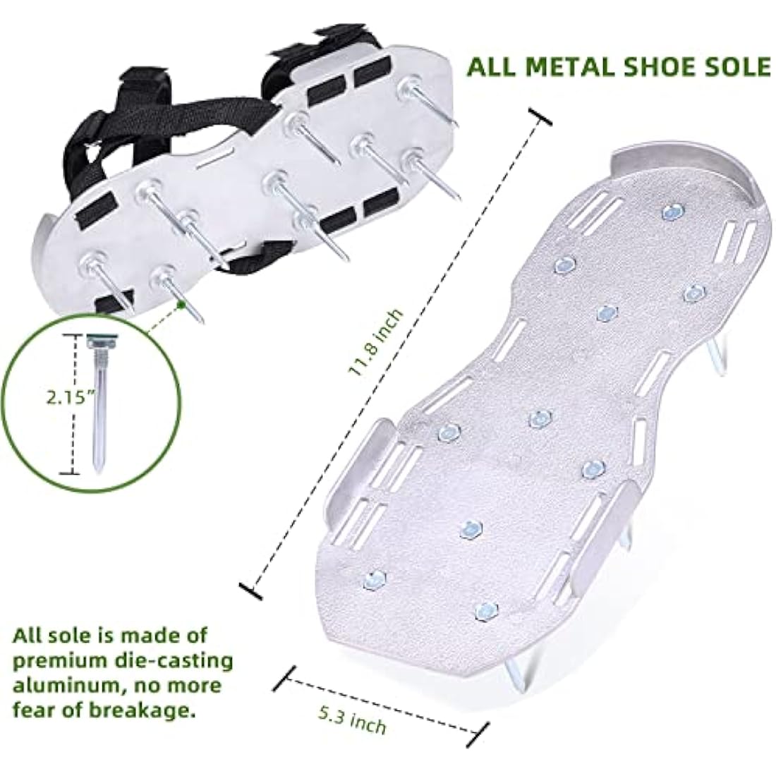 Ohuhu Lawn Aerator Shoes – Metal Spike Sandals with 900D Straps