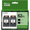 Coloran 62XL Black Ink Cartridges for HP Envy & OfficeJet Printers, 2-Pack