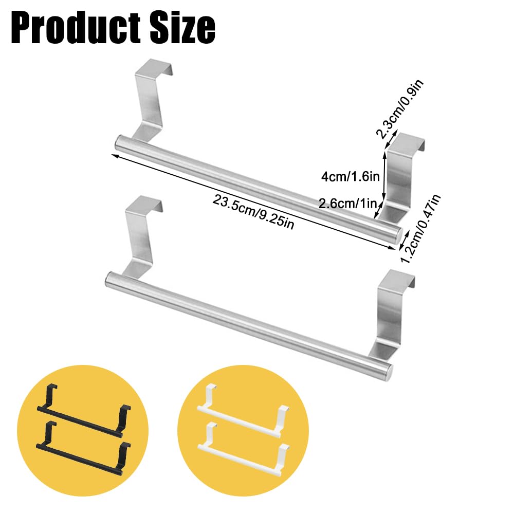 2 Pcs Stainless Steel Towel Holder, Over Door Towel Rail with Protective Strip, Towel Bar Holder - image 2