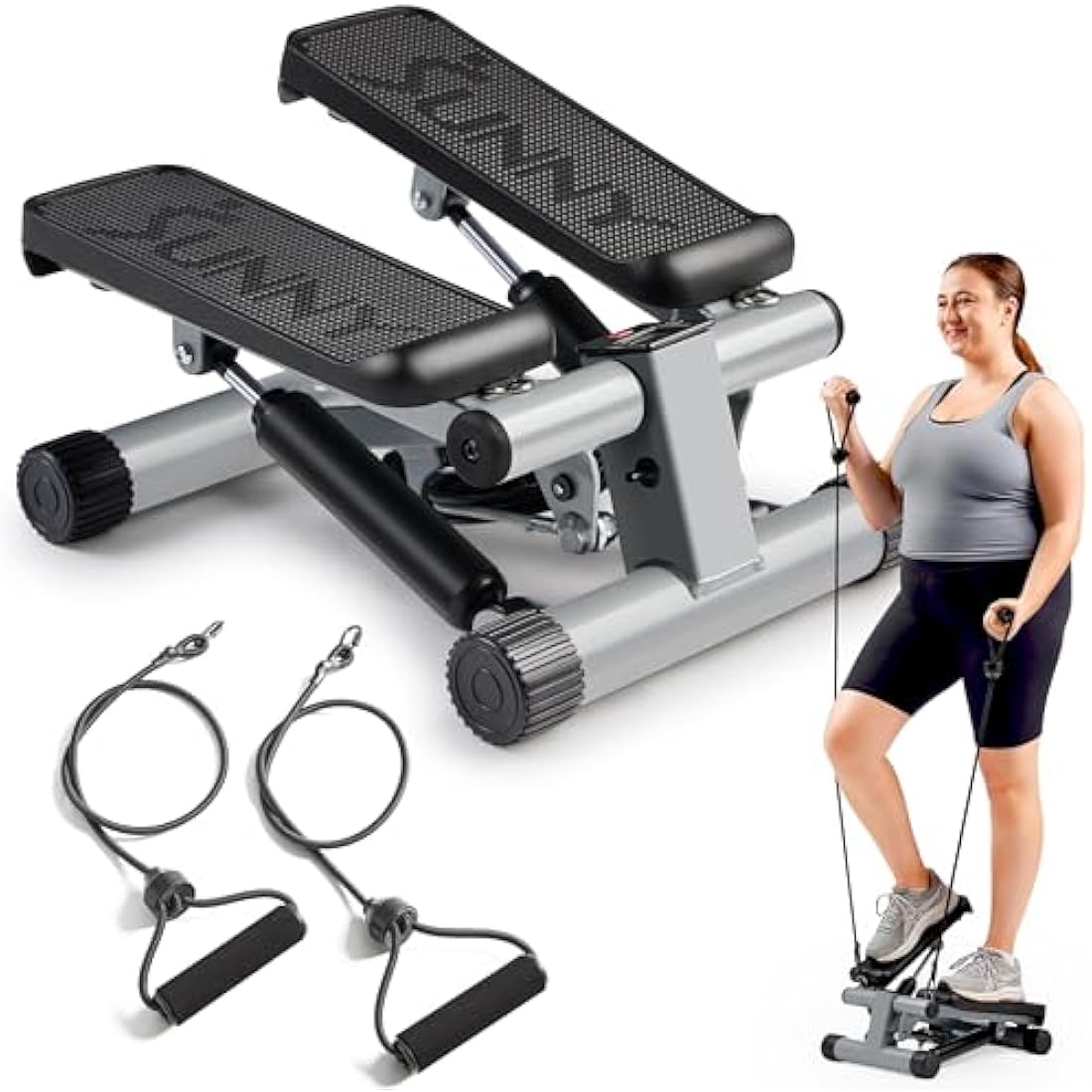 Sunny Health & Fitness Mini Stepper with Resistance Bands – 135kg Capacity