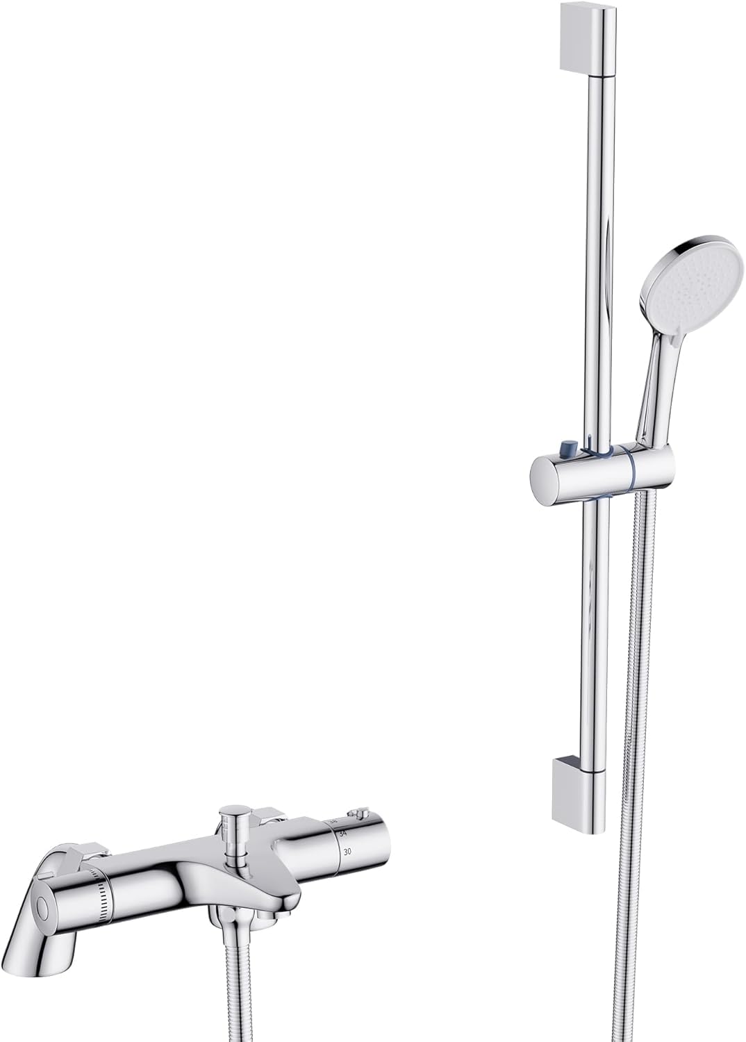 MORADO Thermostatic Bath Shower Mixer Tap Set with Riser Kit | Chrome