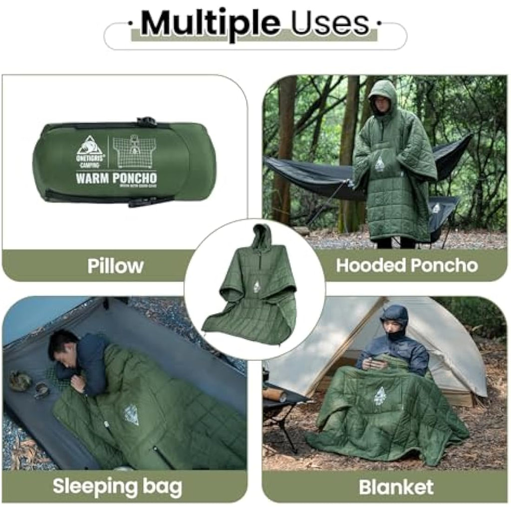 OneTigris Wearable Camping Blanket Poncho | 3M Thinsulate Insulation