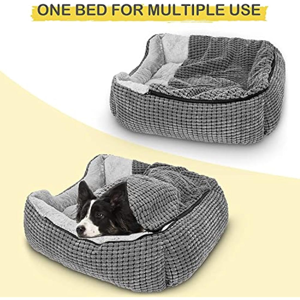 JOEJOY Orthopedic Hooded Dog Bed – Luxury Washable Pet Cave Bed