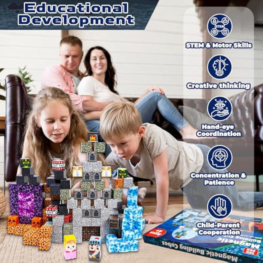 GraceDuck Magnetic Blocks - 150 Piece Dark Castle STEM Building Toys