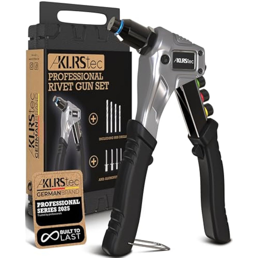 KLRStec Professional Rivet Gun Kit - Heavy Duty Hand Riveter with 120 Rivets