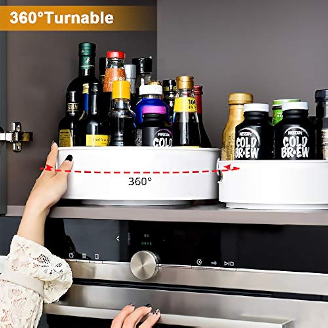 Lazy Susan Turntable Organizers - 9" & 12" Non-Slip 2-Pack