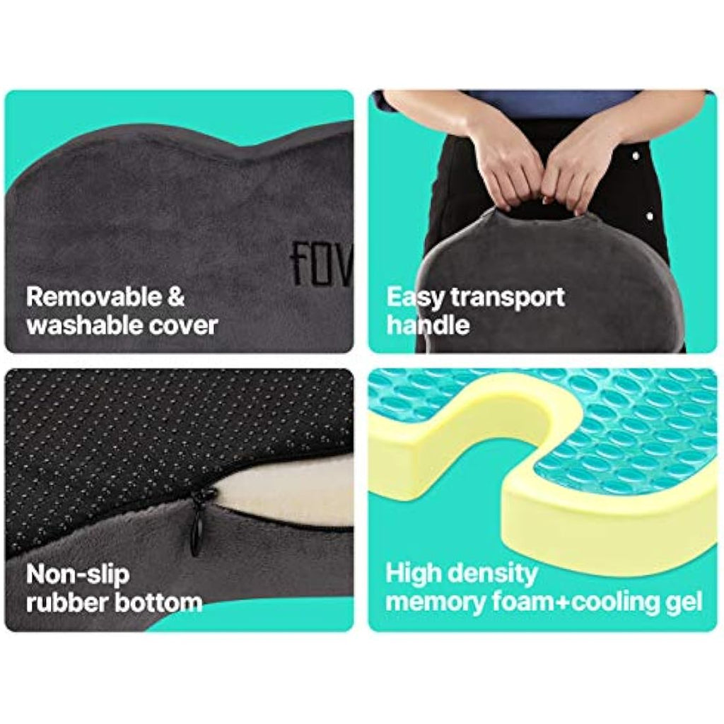 Foverhom Gel Memory Foam Seat Cushion – Orthopedic Tailbone Relief