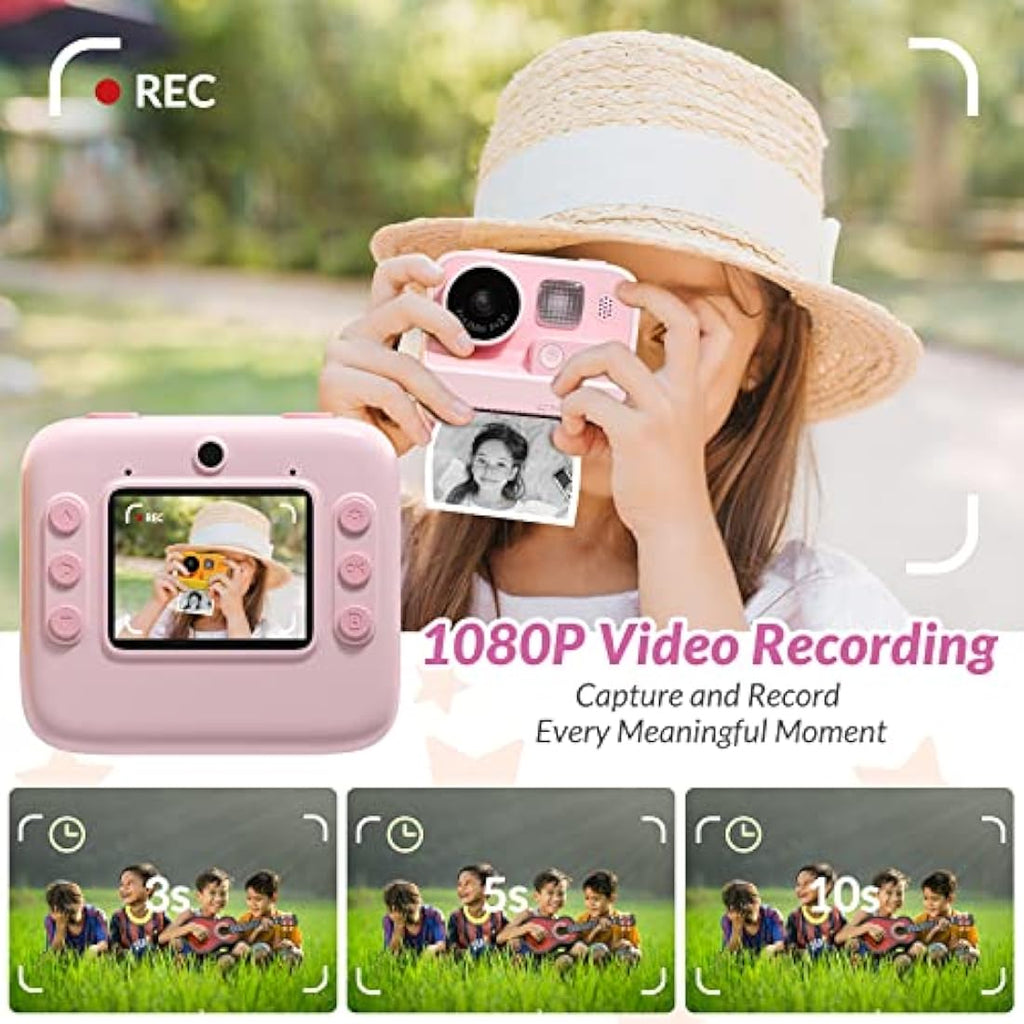 Mafiti Kids Instant Print Camera – 48MP Digital Selfie Video Toy, Pink