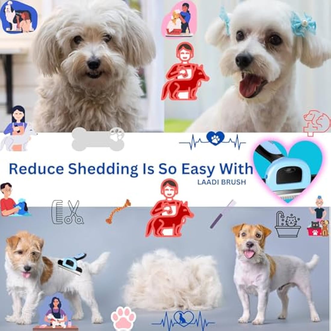Laadi Pet Deshedding Tool – Professional Grooming Brush for Dogs & Cats