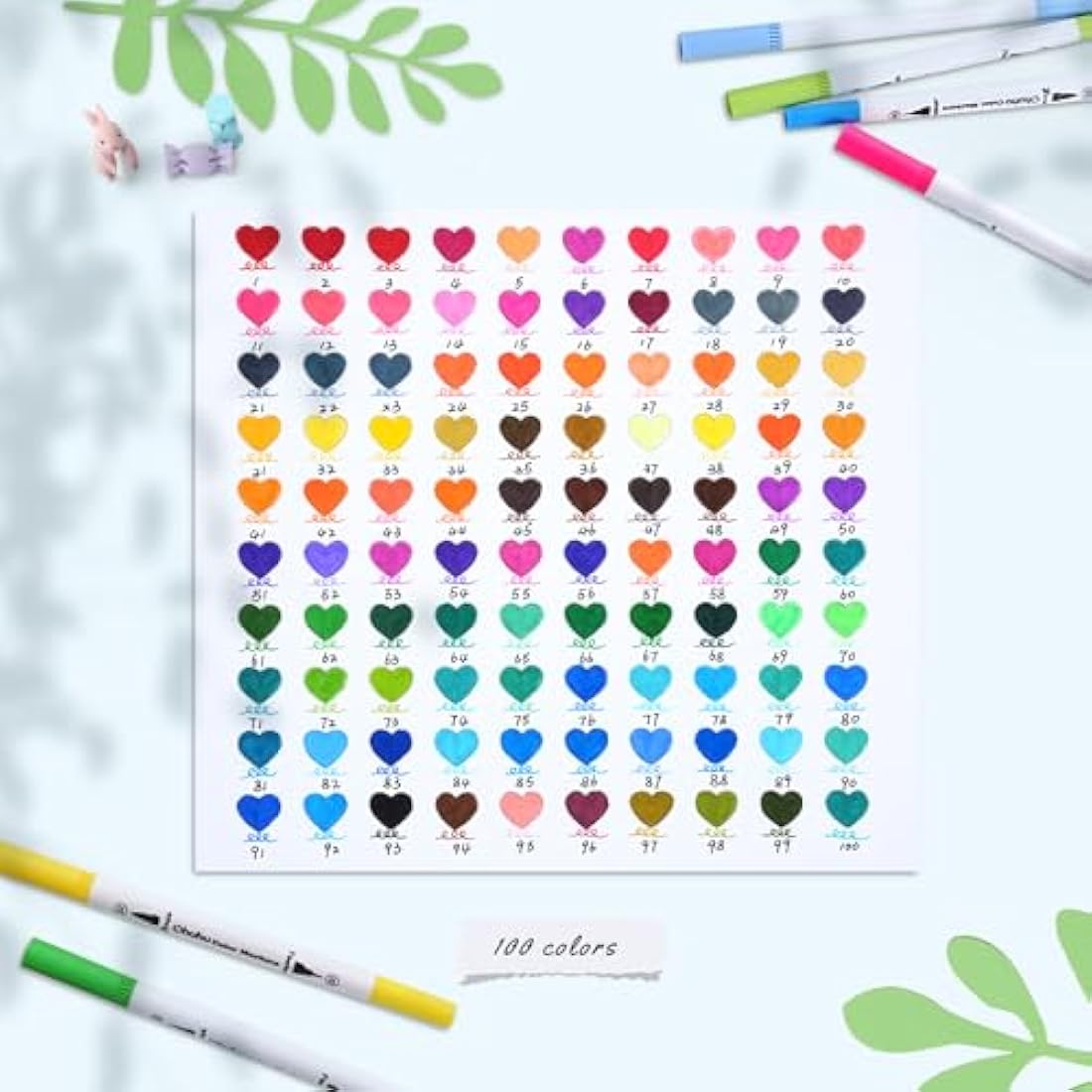 Ohuhu 100 Dual Tip Brush Pens | Art Markers with White Storage Case