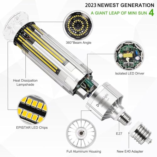 DragonLight 80W LED Corn Bulb | 600W Equiv | E27/E40 Base | 5000K Daylight