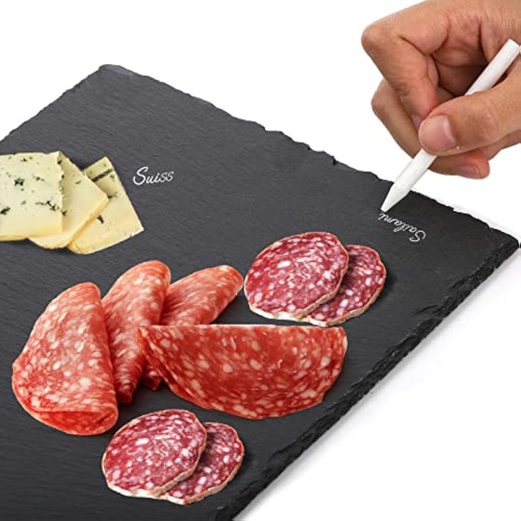 Hacaroa 6-Piece Slate Cheese Board – 12x8 Black Charcuterie Serving Tray