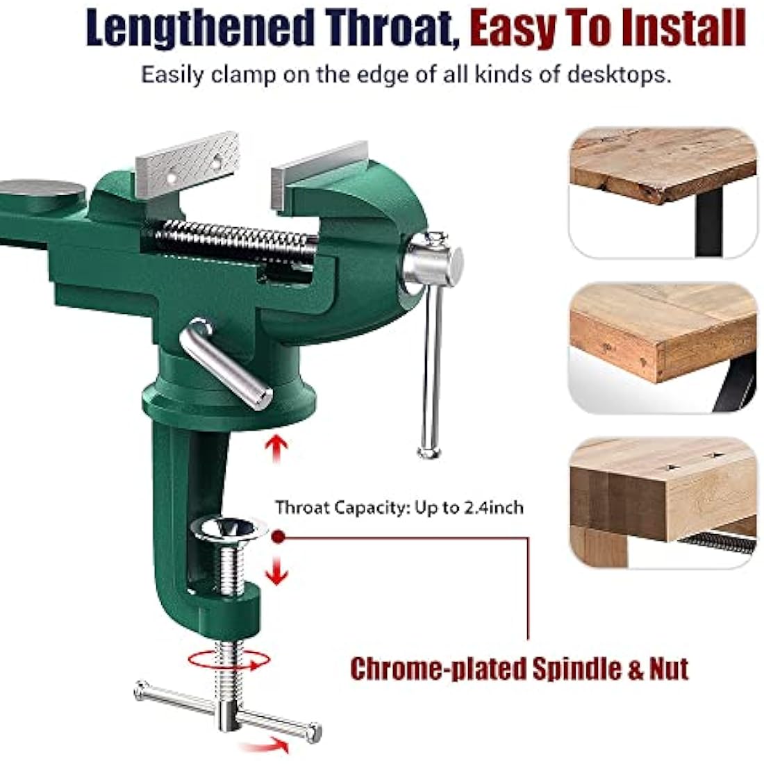 Nuovoware 70mm Table Vise | 360° Swivel Base Cast Iron Bench Clamp