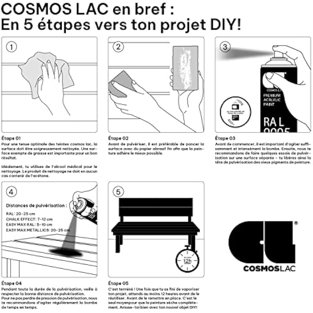 Cosmos LAC Acrylic Spray Paint | RAL 9005 Semigloss Black | 400ml