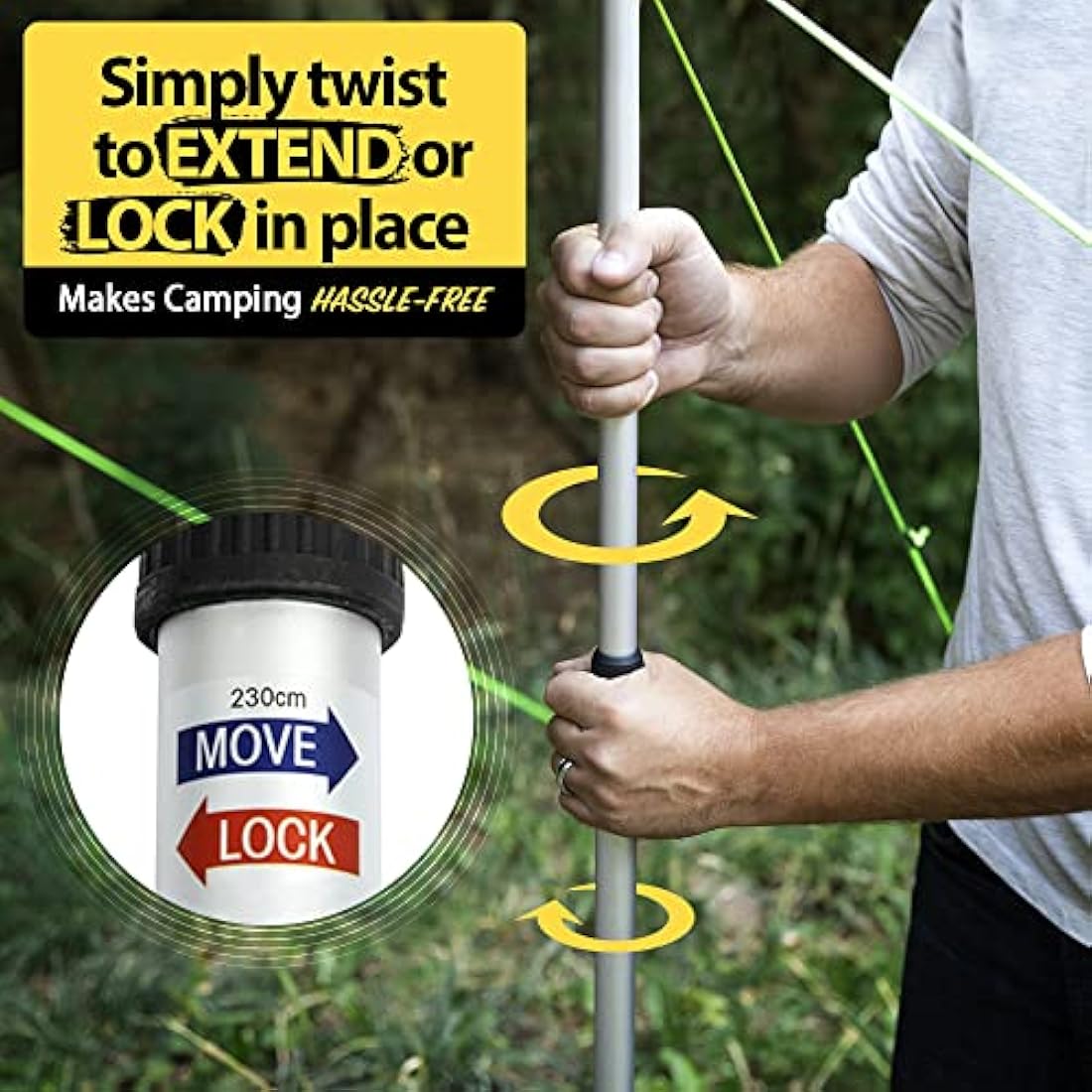 Everbeam Telescopic Tarp Poles | Adjustable 92" Aluminum Rods | 2 Pack