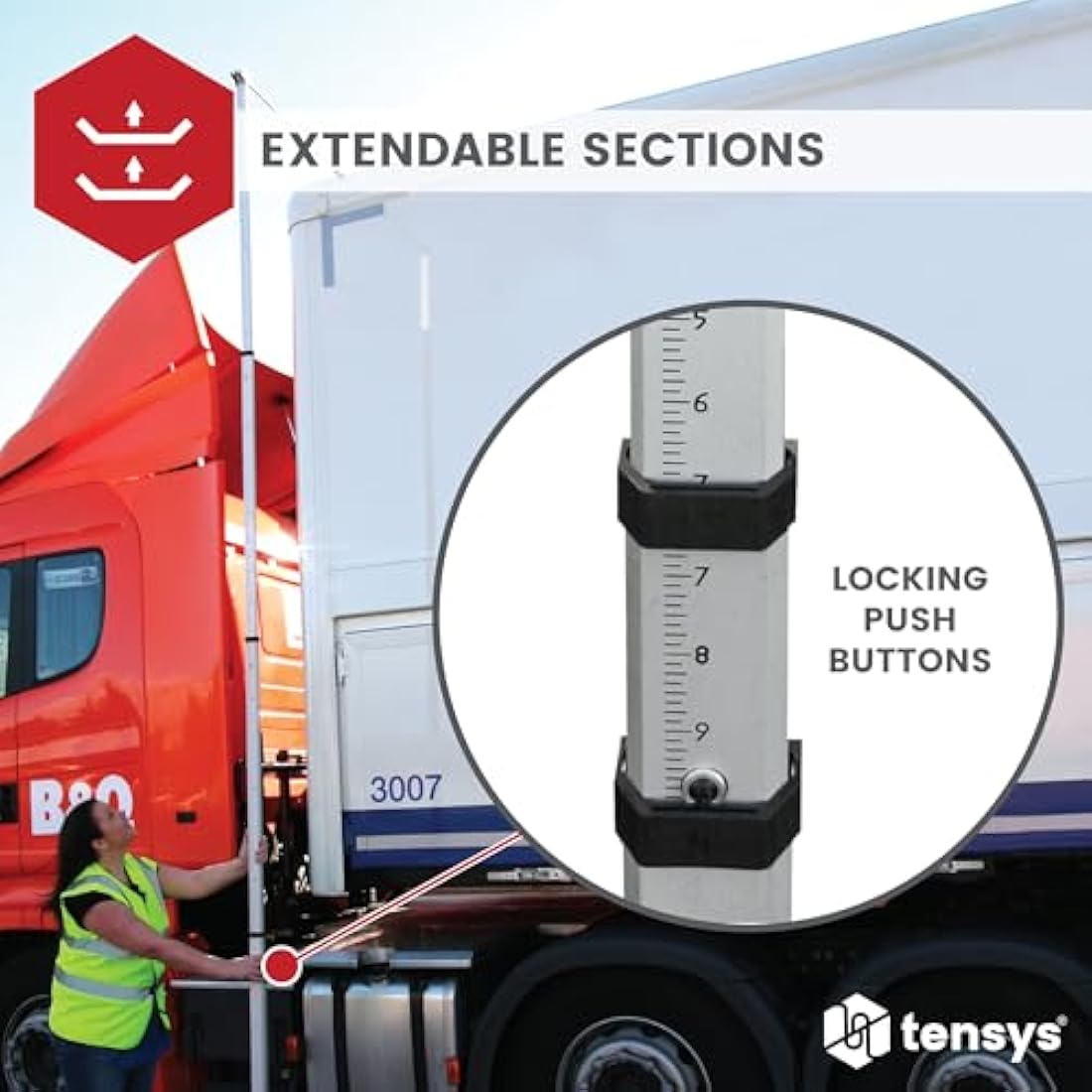 TENSYS Telescopic 5m Height Measuring Stick for Trucks & Trailers